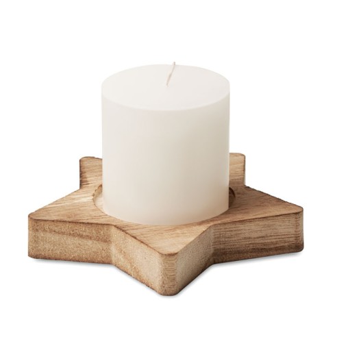 Candle on star wooden base LOTUS