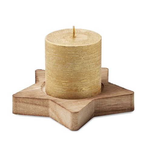 Candle on star wooden base LOTUS