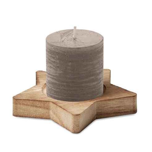 Candle on star wooden base LOTUS