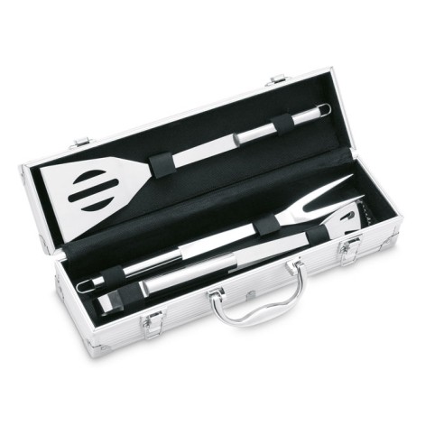 3 BBQ tools in aluminium case ASADOR