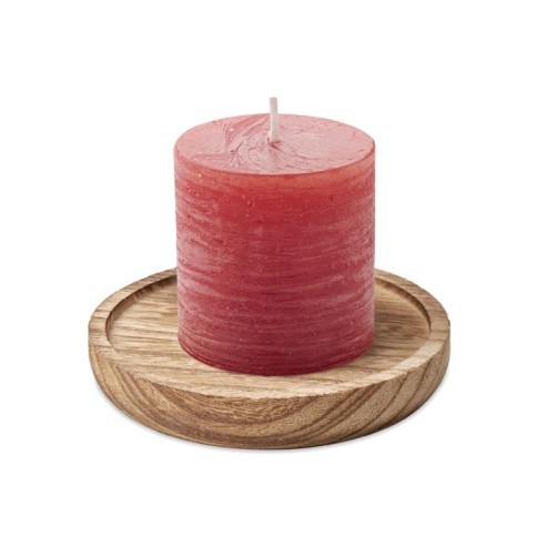 Candle on round wooden base PENTAS