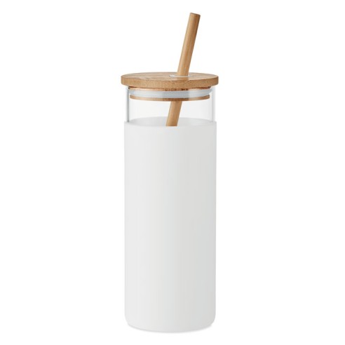 Glass tumbler 450ml bamboo lid STRASS