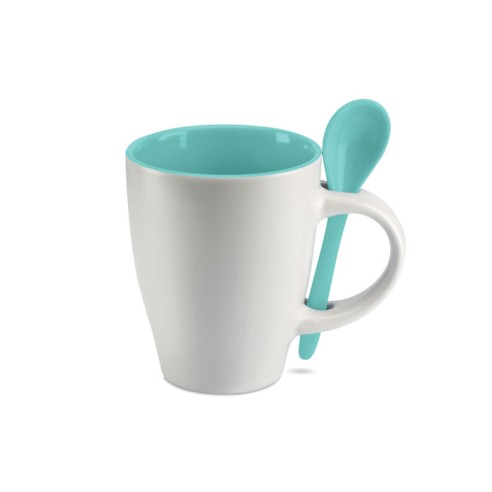 Bicolour mug with spoon 250 ml DUAL