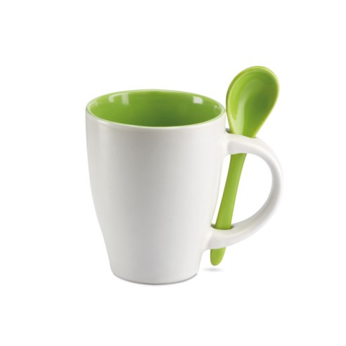 Bicolour mug with spoon 250 ml DUAL