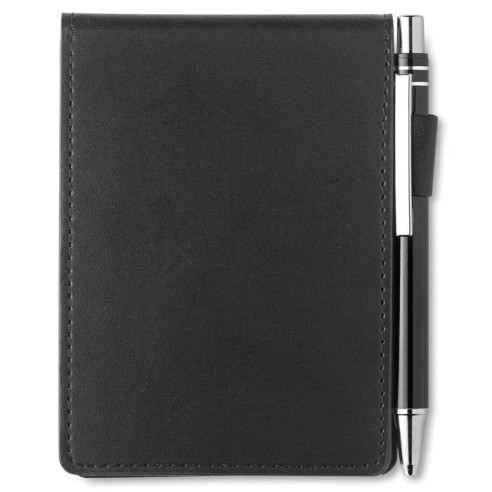 A7 notepad in PU pouch w/pen CAM