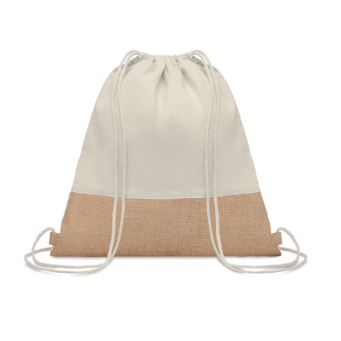 Drawstring bag w/ jute details INDIA