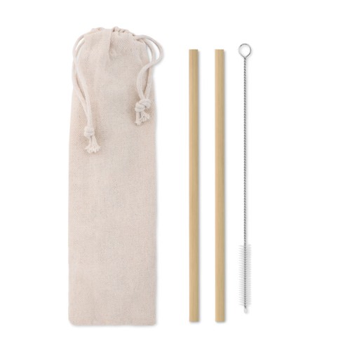 Bamboo Straw w/brush in pouch NATURAL STRAW