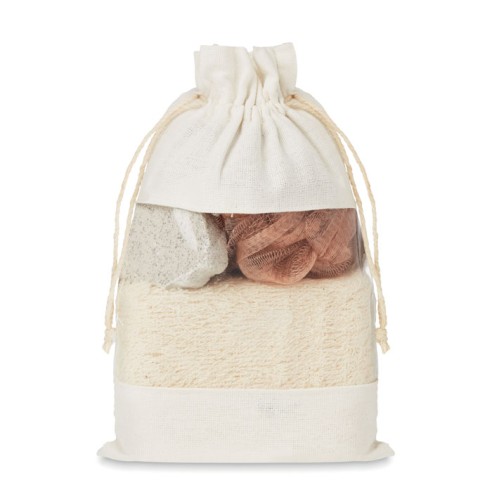 Bath set in cotton pouch CUIDA SET